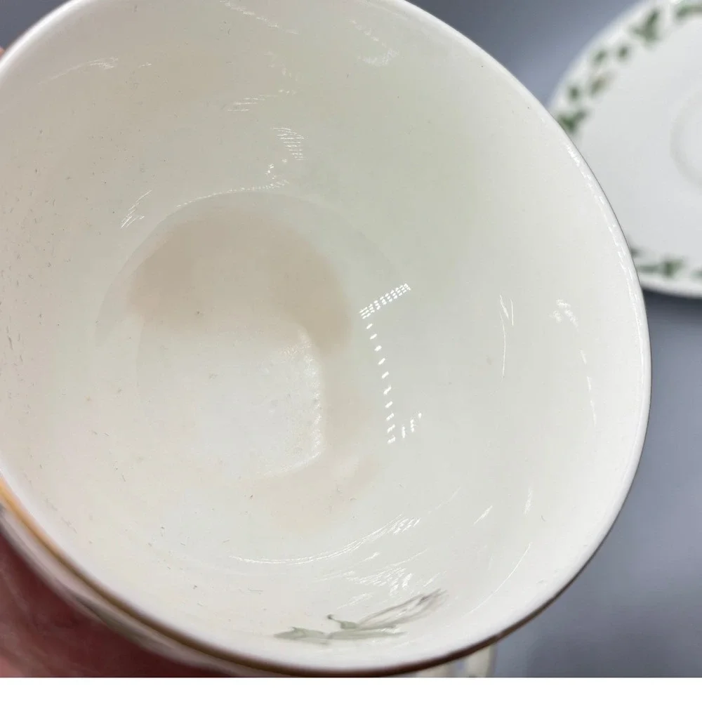 Hall China Cameo Rose‎ Tea Cup and Saucer Set of 2 Vintage Floral Gold Trim